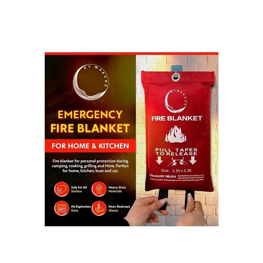 Silicone Fire Blanket Home Kitchen 40"x40" | Emergency Silicon Coated - Picture 3 of 9